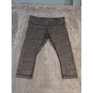 Lululemon Wunder Under Crop Leggings Size 12 Maze Jacquard White Black Geometric